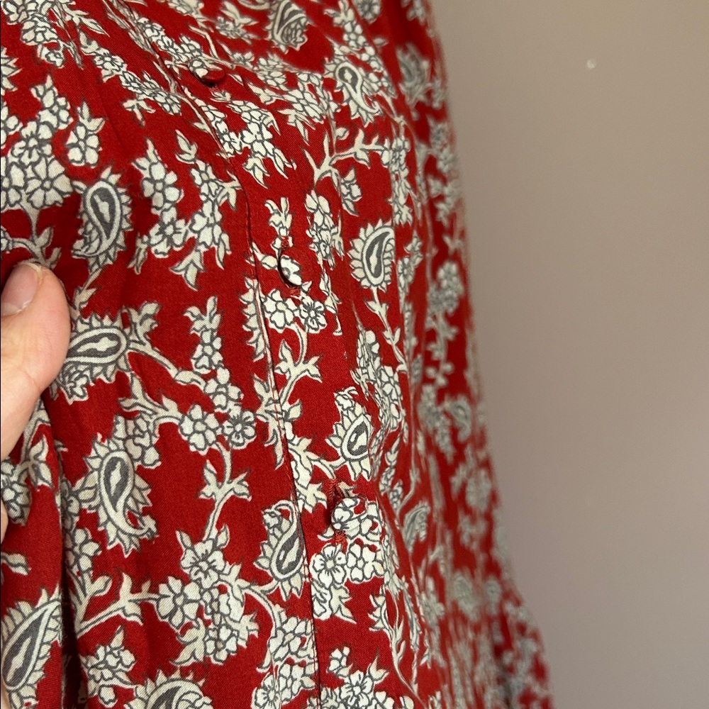 Madewell Pintucked Puff-Sleeve Midi Dress Floral Boho in Ground Madder Size 2 - Picture 12 of 15